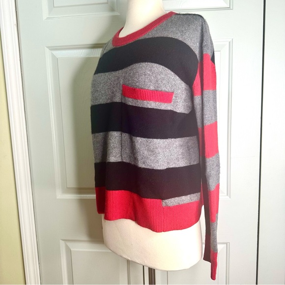 Zadig & Voltaire 💯 Cashmere Stripe Crew Sweater Colors Red Black Gray Si… - Picture 4 of 12